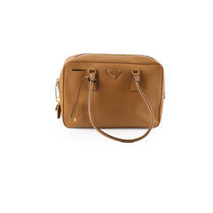 Prada Saffiano Bauletto Handbag Tan