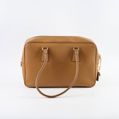 Prada Saffiano Bauletto Handbag Tan