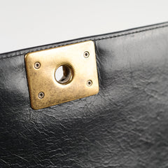 Chanel Old Medium Boy Shiny Calfskin Black - Series 17