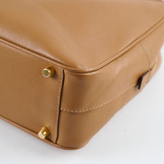 Prada Saffiano Bauletto Handbag Tan