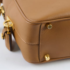 Prada Saffiano Bauletto Handbag Tan