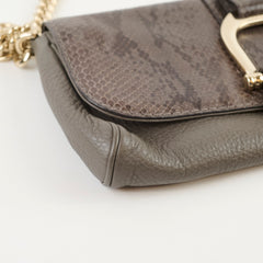 Gucci Vintage Greenwich Python/Leather Clutch Grey