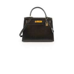Hermès Kelly 28 Box Calf Black Gold - V Circle Stamp