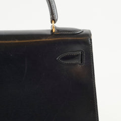 Hermès Kelly 28 Box Calf Black Gold - V Circle Stamp