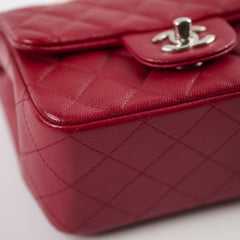 Chanel Classic Flap Square Caviar Mini Red Crossbody - Series 24