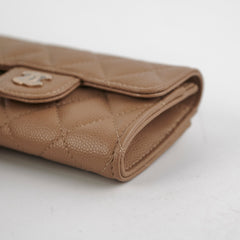 RT- Chanel Flap Card Holder Caviar Dark Beige 22A