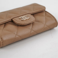 RT- Chanel Flap Card Holder Caviar Dark Beige 22A
