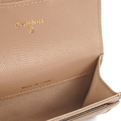 RT- Chanel Flap Card Holder Caviar Dark Beige 22A