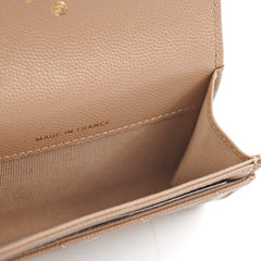 RT- Chanel Flap Card Holder Caviar Dark Beige 22A