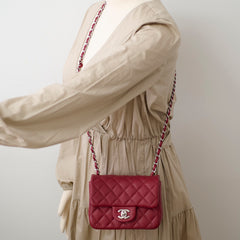 Chanel Classic Flap Square Caviar Mini Red Crossbody - Series 24