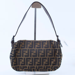 Fendi Baguette Zucca Canvas Leather Shoulder