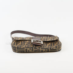 Fendi Baguette Zucca Canvas Leather Shoulder
