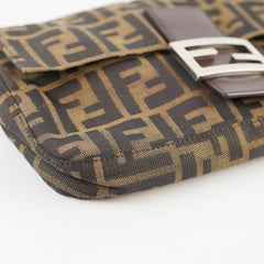 Fendi Baguette Zucca Canvas Leather Shoulder