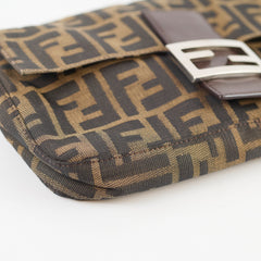 Fendi Baguette Zucca Canvas Leather Shoulder