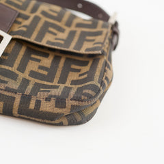 Fendi Baguette Zucca Canvas Leather Shoulder