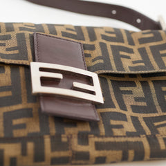 Fendi Baguette Zucca Canvas Leather Shoulder