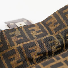 Fendi Baguette Zucca Canvas Leather Shoulder