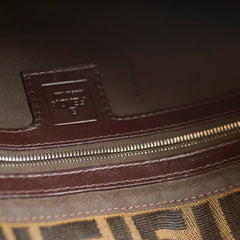 Fendi Baguette Zucca Canvas Leather Shoulder