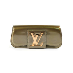 Louis Vuitton Green Grey Patent Logo Clutch