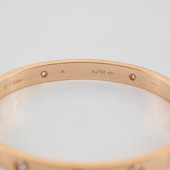 Cartier Classic Love 4 Diamond Pink Gold Size 16 Bracelet