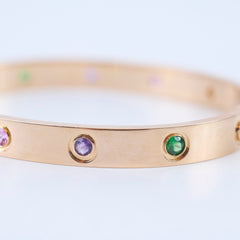 Cartier Classic Love 10 Diamond Rainbow Pink Gold Size 16
