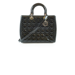 Christian Dior Lady Dior Large Cannage Patent Black