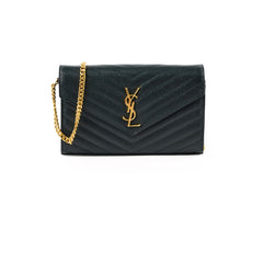 Saint Laurent Cassandre Wallet On Chain Dark Green