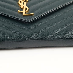 Saint Laurent Cassandre Wallet On Chain Dark Green