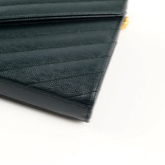 Saint Laurent Cassandre Wallet On Chain Dark Green