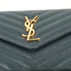 Saint Laurent Cassandre Wallet On Chain Dark Green