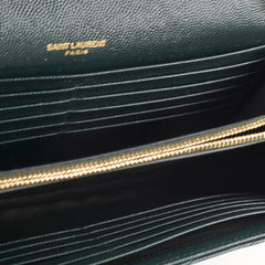 Saint Laurent Cassandre Wallet On Chain Dark Green
