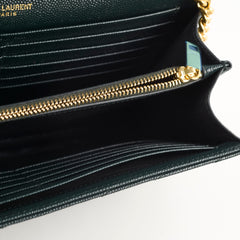 Saint Laurent Cassandre Wallet On Chain Dark Green