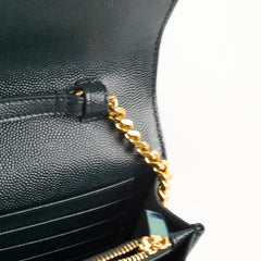 Saint Laurent Cassandre Wallet On Chain Dark Green