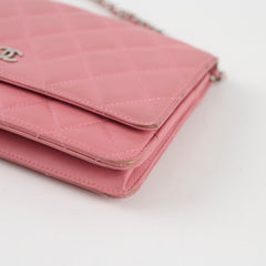 Chanel Pink Lambskin Wallet On Chain WOC