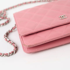 Chanel Pink Lambskin Wallet On Chain WOC