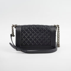 Chanel Old Medium Boy Black Lambskin - Series 23