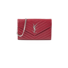 Saint Laurent Cassandra Wallet On Chain Burgundy