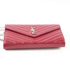 Saint Laurent Cassandra Wallet On Chain Burgundy