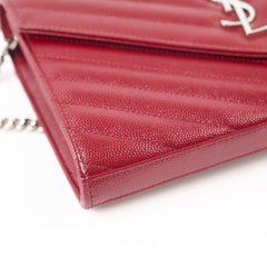 Saint Laurent Cassandra Wallet On Chain Burgundy