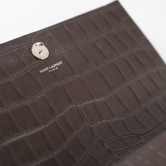 Saint Laurent Medium Kate Tassel Bag Grey Croc Embossed