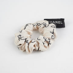 Chanel White Twilly and Scrunchie Set