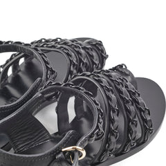 Chanel Chain Sandals Black Size 36