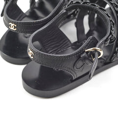 Chanel Chain Sandals Black Size 36