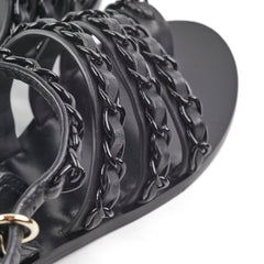 Chanel Chain Sandals Black Size 36