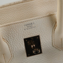 Hermes Birkin 35 Clemence White Stamp P Square (2012)