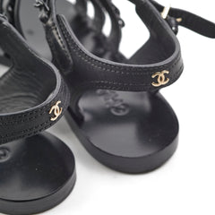 Chanel Chain Sandals Black Size 36