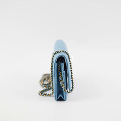 Chanel Wallet On Chain WOC Caviar Light Blue&nbsp; (Microchip)
