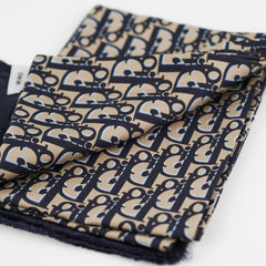 Christian Dior Oblique Navy Silk Scarf