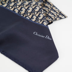 Christian Dior Oblique Navy Silk Scarf