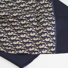 Christian Dior Oblique Navy Silk Scarf